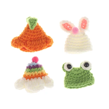 1 buc Mini Drăguț 1:12 casă de Păpuși în Miniatură Tricotate Pălărie de Animale Desene animate Capac Rainbow Rabbit Broasca Beanie Papusa Decor Jucărie animale de Companie Decor