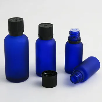 10 x 5 ml 10 ml 15 ml 20 ml 30 ml 50 ml 100 ml Ulei Esențial Mată Albastru Flacon de Sticlă cu Capac Negru de Plastic Pentru Lichide Cosmetice de Blocare