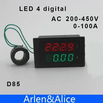 200-450V 0.00-100.0 UN Dual LED 4 afișaj digital de curent si de Tensiune metru panou voltmetru ampermetru