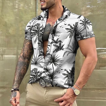 2023 Hawaiian Floral Shirt Mens Print 3D Casual de Vara Pentru Maneca Scurta Vacanță pe Plajă de Top Tee Supradimensionate, Haine de Vanzare