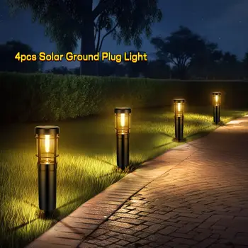 4buc Solare la Sol Plug Lumina Calea Grădină Lampa IP65 rezistent la apă în aer liber de Iluminat cu LED Pentru Terasa, Curte Alee Peisaj Gazon Lumina