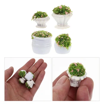 8 Buc Miniatură Chestii de Plantat Vaza Masa de Jucării DIY Model de Peisaj Decor Decoratiuni-un Peisaj Verde de Gradina din Plastic Clădire