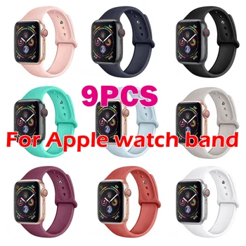 9pcs Potrivit pentru Apple Watch Banda de Silicon Apple Watch Series 3 4 5 6 Silicon Bratara iwatch Curea Fhx-HA