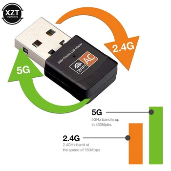 Adaptor USB Wireless 600Mbps Wifi Card de Rețea Ethernet Antena Wi-fi, Receptor USB, LAN AC Dual Band 2.4 G 5 ghz pentru PC Dongle
