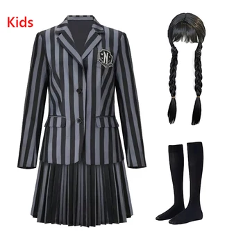 Adolescenti Fete Wednesday Addams Imbracaminte Femei Addams Family Clothing Familie Cosplay Mâneci Lungi Uniforma Școlară, Costumul Tinuta