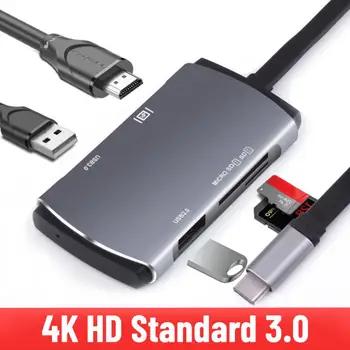 Aliaj de aluminiu 5 In 1 de Tip c Hub 5 Port USB-C La 4K HDMI-compatibil Expansiune Doc USB3.0 2.0 TF2.0 SD2.0 Hub Adaptor