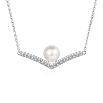AZ503-X Lefei de Moda de Lux Clasic Elegant Moissanite Diamant-set Litere V Pearl Colier Femei Argint 925 Petrecere Farmec Bijuterii