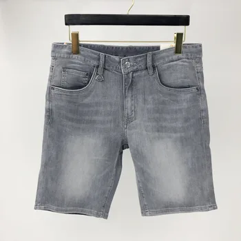 Blugi barbati Sec Brand de Lux Spălat Clasic Gri cu Fermoar Talie mijlocie Masculin pantaloni Scurți de Vară Noi de Moda Casual Straight Denim Pantaloni