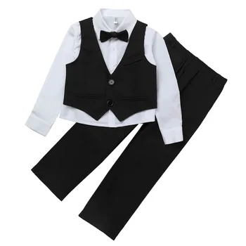 Băieții Domn Costume 2023 Rever mâneci Lungi Tricou Vesta Pantaloni Seturi pentru Ziua de Nunta Petrecere pentru Copii Haine ti se Potriveste