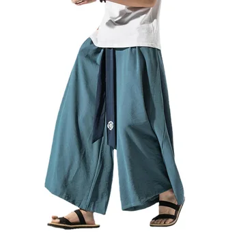 Bărbați Îmbrăcăminte 2023 Bărbați Largi Picior Pantaloni Barbati Din Bumbac Joggeri Retro Pantaloni Largi Om Stil Chinezesc Pantaloni Lenjerie
