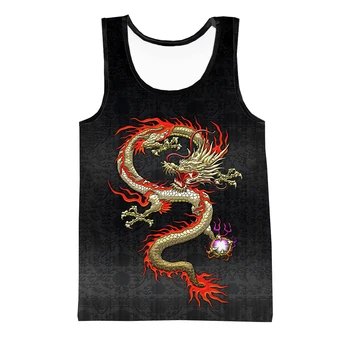 China Dragon de Moda se Răcească 3D Imprimate Haine de Vară maiouri Barbati Femei Unisex Harajuku Streetwear Vestă fără Mâneci T-shirt-uri de Top