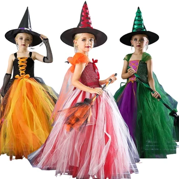 Copii Costum Vrajitoare Pentru Copii De Halloween Vrajitor Hainele Copilului Concurs De Costume Fete De Basm Cosplay Tutu Rochie Petrecere Rochie De Tul