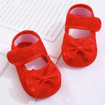 Copil nou-născut Fund Moale Vechi de Un An Pantofi Roșii Primăvara și Vara Copil de sex Feminin Drăguț Sută de Zile de Banchet Printesa Pantofi