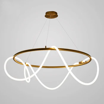 Culoare de aur Pandantiv Modern Lumini Pentru Viață Nordic Minimalist, Linii de LED-Sala de Mese-Bar Personalitate a Studia Timp de Lămpi Decoracion
