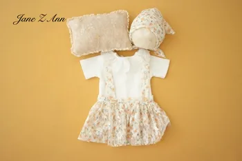 Dantelă gol curele de tifon rochii cu mâneci scurte eșarfe cu urechi de lemn baby haine de vara nou-născut recuzită fotografie