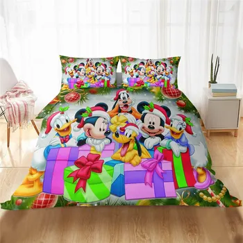 Disney Mickey, Minnie, Donald Duck Cadou de Ziua Plapuma Capac Plapuma fata de Perna Set de lenjerie de Pat 3D Lux pentru Copii Decorare Dormitor