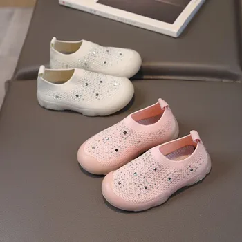 Fete Pantofi de Tenis 2023 Vara Noi pentru Copii Bright Diamond Zbor Țesut de Plasă Respirabil Copilul Talpă Moale Pantofi de Mers pe jos