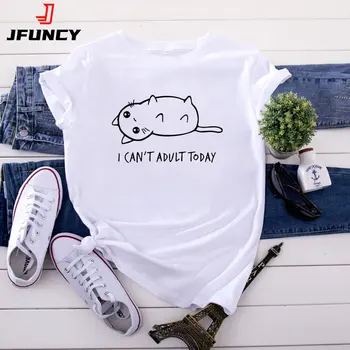 JFUNCY Vara Femei Top Pisica Drăguț Grafic T Shirt 2023 Maneci Scurte T-Shirt Femei Tricouri Femei din Bumbac Tricou Haine de Moda