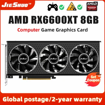 JIESHUO SUNT RX 6600XT 8GB Trei Fani placa Video GPU GDDR6 Radeon RX6600XT 8G card de grafica Suport Desktop CPU placa de video
