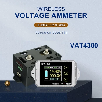JUNTEK VAT4300 400V 300A Bateriei Wireless Ampermetru Voltmetru Capacitatea de Monitorizare Coulomb Contra 12V 24V 48V Ecran Color Metru