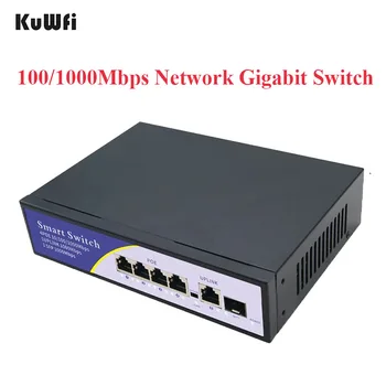 KuWfi 6 Port Gigabit Switch de Rețea 10/100/1000Mbps Switch POE cu SFP Switch Ethernet de Înaltă Performanță RJ45 Hub pentru Camera TV