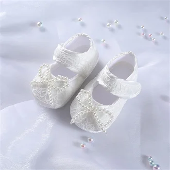 Mildsown Dantelă Albă Printesa Pantofi Cu Talpă Moale Baby Pantofi De Copil Full Moon Sută De Zile De Potrivire Rochie Nou-Născut Prima Walker Pantofi