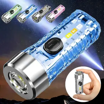 Mini Lanterna LED-uri Portabile Breloc Lumina Lanterne de Buzunar USB de Încărcare Multi-funcție Fluorescente în aer liber Camping Lumina