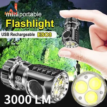 Mini Lanterna Puternica Lanterna LED-uri USB Reîncărcabilă 3000LM 900mah 18350 Lanterna Super-Luminos pentru Camping în aer liber Portabil