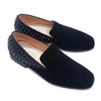 Moda clasic Negru de Catifea Mocasini Barbati Pantofi Nit Mozaic Aluneca Pe Vara Barbati Apartamente Business Casual Pantofi