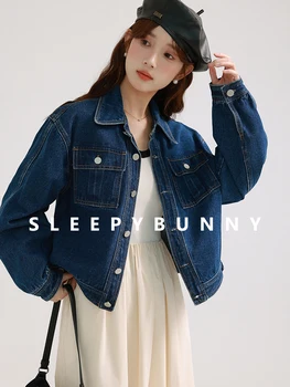 Moda Retro Y2K Jacheta Denim Pentru Femei Albastru Strada Stil coreean grupa de Marfă Haină Pentru Femei Casual Femei Libere Estetice Îmbrăcăminte