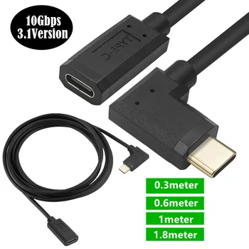 Model reversibil de Tip C USB 3.1 Dreapta în Unghi de 90 de grade Male la USB-C de sex Feminin Extensie Cablu de Date Extender Cablu