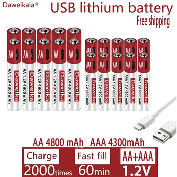 NOI AA + AAA de Încărcare USB 1.2 V AA Baterie Litiu Reîncărcabilă 4800mAh Control de la Distanță Jucărie Mouse-ului Baterie + Transport Gratuit JUCARII FAN