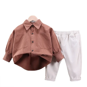 Noi Primavara Toamna pentru Copii Haine Copii Baieti Moda Solid Pantaloni Sacou 2 buc/Seturi Copilul Casual Costum Copii Treninguri