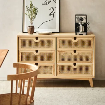 Nordic masiv din lemn de rattan țesute găleată cabinet simplu living modern sertar homestay dormitor, cabinet de stocare pridvor cabinet