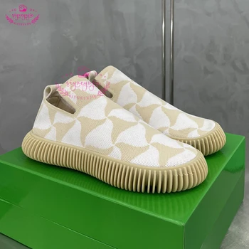 Nou Stil pentru Femei și Bărbați Iubitorii de Apartamente Pantofi Slip on Casual de Toamna de Pantofi de Tricotat din Piele de Designer Chic Sapatos Pantofi Confortabili