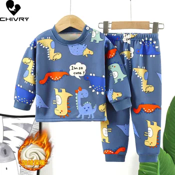Noua Toamna Iarna Copii Gros Cald Pijamale Copii Baieti Fete Desene Animate Cu Maneci Lungi Rotunde Gât Pijamale Copilul Pijamale Seturi De Îmbrăcăminte