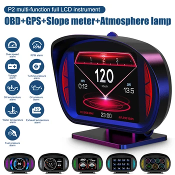 P2 OBD+GPS Sistem Dual Masina HUD Head-Up Display Turbo de Frână Masina de Test Vitezometru Cu Panta de Înclinare Metru Depășirea vitezei de Alarmă de Securitate