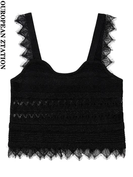 PAILETE Femei 2023 moda cu dantela fir metalic knit tank topuri epocă fără mâneci curele de sex feminin camis mujer