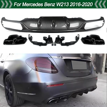 Pentru Mercedes W213 E200 E300 2016-2020 AMG Carbon Stil Difuzor Spate cu țeava de Eșapament