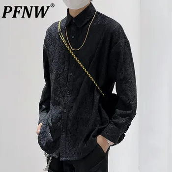 PFNW Primavara-Vara Noi Bărbați Darkwear Frumos Tricouri în aer liber Silueta Pierde Trendy din Dantela Casual Culoare Solidă de Nișă Topuri 28A1166