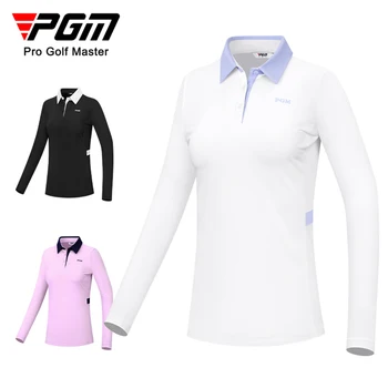 PGM Noul Golf Maneca Lunga Femei de Îmbrăcăminte Simplu Sport de Mare Întindere Rever Clasic T-shirt