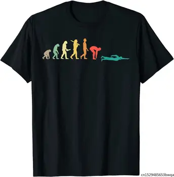 Retro Înot Evoluția Cadou pentru Înotători T-Shirt Graphic T Shirt pentru Bărbați Îmbrăcăminte de Epocă Tricou Casual, din Bumbac