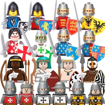 Războinic Medieval Figura Blocurile Vechi Sfânt Roma, Ierusalim Sfântul Lazăr Cavaler Legiunea Scut, Sabie, Armă De Jucărie Cărămizi