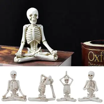Rășină Schelet Yoga Statuie De Groază Spirituală Craniu Jucărie Sculptura Petrecere De Halloween Modern Vintage Umane Biroul De Acasă Decorare