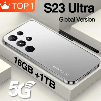 S23 Ultra SmartPhone 6.8 Ecran HD de Telefoane Mobile Originale 16G+1T 5G Dual Sim Celulares Android Deblocat 108MP 7800mAh Telefon Mobil