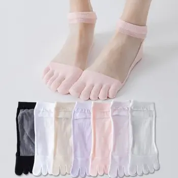 Sticla De Vară Mătase Cinci Degete Sosete Femei Tub De Mijloc Casual Șosete Invizibile Plasă Split Deget De La Picior Subțire Transparent Șosete Fete Ciorapi
