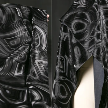 Tesatura Largă 140cmx50cm Material din Piele de Negru de Unda de Apă Rigid Textura Gradient DIY Sacou Canadiană Primavara-Vara de Îmbrăcăminte