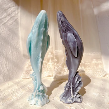 Unic Marine Drăguț Mare Creaturi Delfin Statuie Mucegai Silicon Decor Acasă DIY Ocean Bottlenose Figurina Lumânare Mucegai