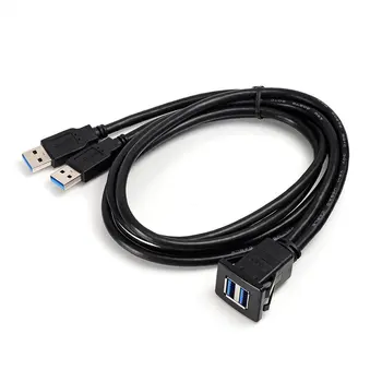 USB 3.0 Cablu Priză Auto Flush Mount de sex Masculin la Feminin Cablu de Prelungire Bord Panou Pătrat, Linie Audio pentru Motociclete