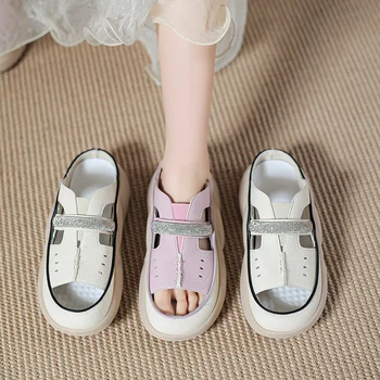 Vara Femei pe Platforma Papuci de casă 2023 Retro Deschis Deget de la picior Plat Tobogane de Pantofi pentru Femei, în aer liber, Confort Casual Doamnelor Sandale Flats